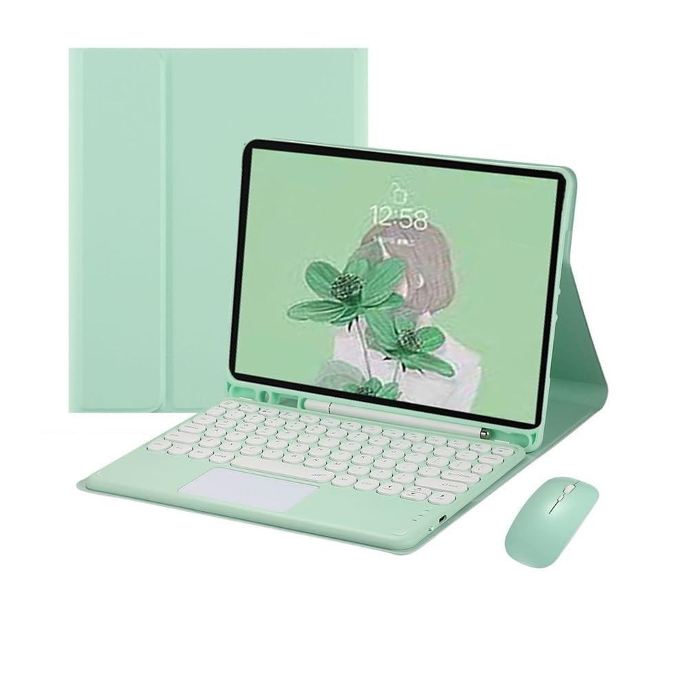 Funda con teclado de tapa redonda para Amazon Fire HD10 verde 7