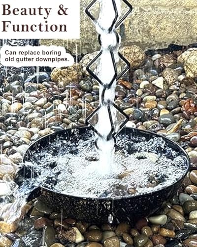 Miniatura 2 de Rain Chain Decorative Rain Chains Diamond Links, Black Aluminum Rain Catcher Chain 7ft 8ft 9ft 10ft, Replacement Downspout for Gutters, Water