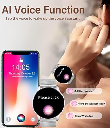 5. Bild von niolina Smartwatch Damen mit Telefonfunktion,1.32 Zoll HD Voll Touchscreen Armbanduhr Uhr mit Pulsmesser Schlafmonitor Schrittzähler 20 Sportmodi IP67 Fitness Tracker für Android iOS, Silber