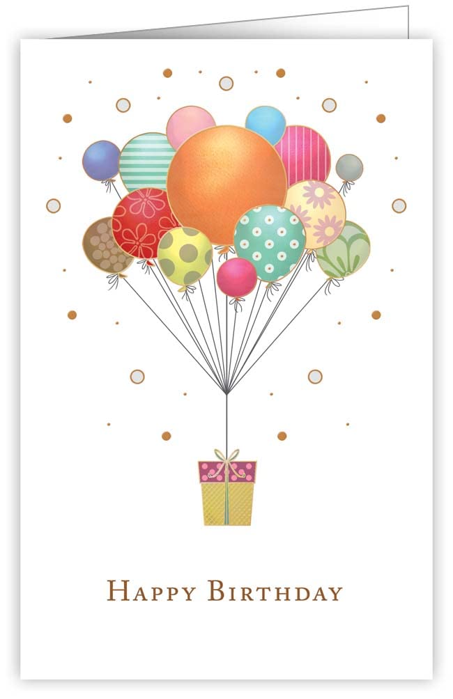 Quire Touch Of Classic Card Balloons & Present,Multicoloured,90x139mm