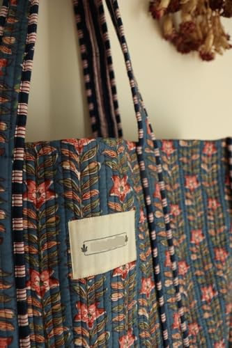 Image of Women's 100% Cotton Lightweight Shoulder Tote Bag with Interior Poeckt Casual Handbag for Women