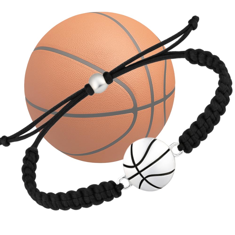 Sportybella Unisex Basketball Charm Bracelet - Adjustable Friendship Bracelet With Basketball Charm