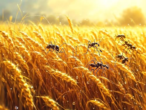 Peinture Diamant 5D Fourmis dans les champs de blé Roogsoo 120x80cm R-8794
