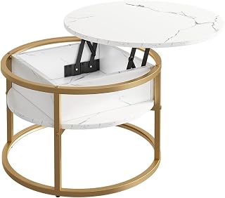 Vicco Couchtisch Marlo, Weiß Marmor, 57 x 57 cm | mit klappbarer Tischplatte zur flexiblen Nutzung im Wohnbereich