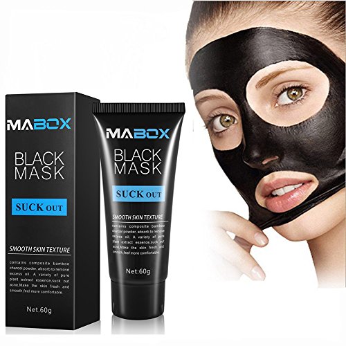 Mabox Blackhead Remover Mask, Activated Natural Charcoal Black Mask, Blackhead Peel off Mask, Blackhead & Acne Treatment, Nose Blackhead Cleansing Mask for Men and Women, 60g