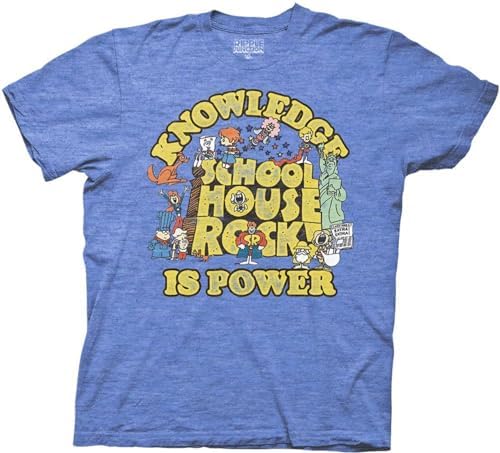 Ripple Junction Schoolhouse Rock Men's Short Sleeve T-Shirt Knowledge is Power Retro Vintage Nostalgia Officially Licensed