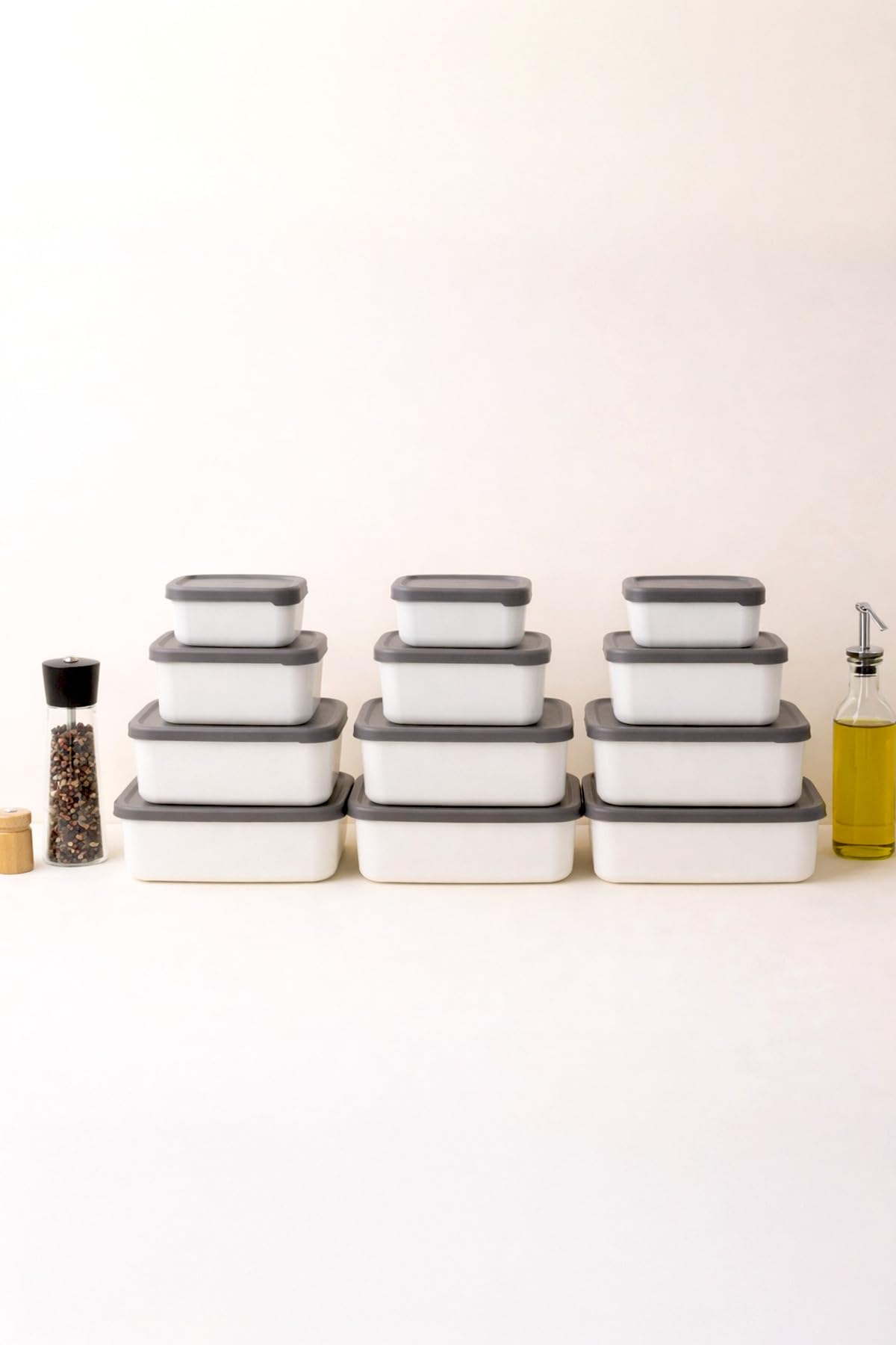12-teiliges Frischhaltedosen Set mit Deckel – Rechteckige Vorratsdosen 430 ml, 830 ml, 1,6 L & 2,6 L – BPA-frei, Mikrowellen-, Gefrierschrank- und Spülmaschinengeeignet