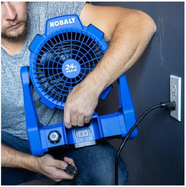 K.balt 7-in 24 -Volt 5 -Speed High Velocity Indoor/Outdoor Blue Personal Fan