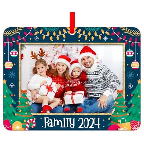Whatsign Family Christmas Picture Frames Ornaments 2024 Personalized Family Christmas Ornaments Photo Frame Christmas Tree Ornaments Family Picture Frame Ornaments for Christmas Tree Decorations Gifts Cover