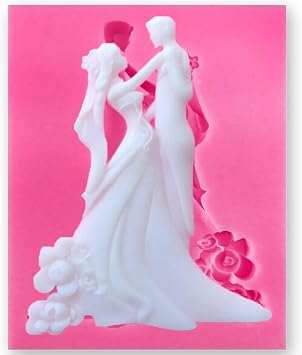 Bride and Groom Fondant Cake Topper Silicone Mold Couple Dancing Mould Jelly Sugar Chocolate Fondant Silicone Molds for Sugarcraft Candy Cake Decoration Cupcake Topper