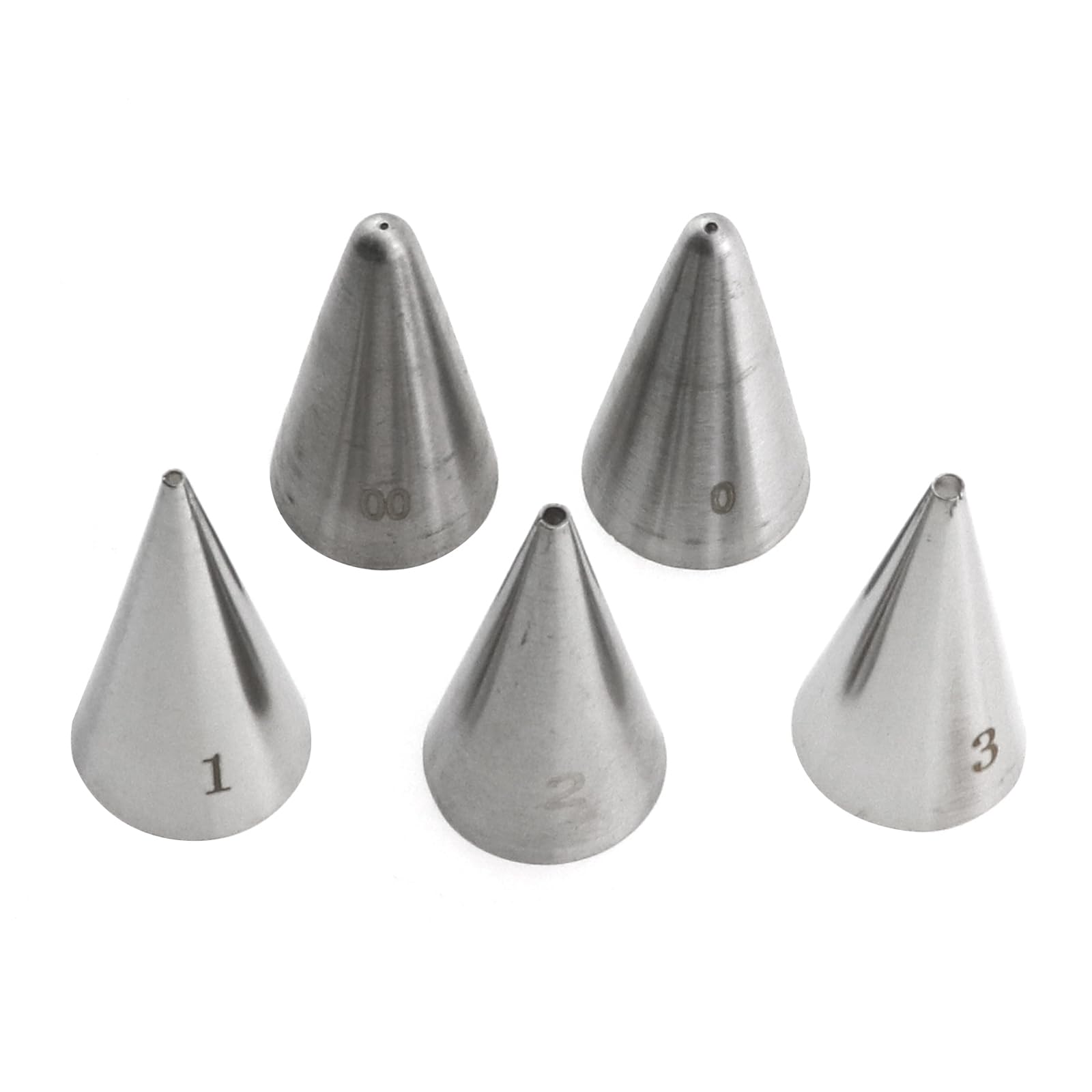 Caishun 5pcs 18mm Small Round Pipe Spout Set 304 Stainless Steel Writing Framing Spout Cream Spout Baking Decoration Tools