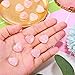 Fumete 50 Valentine's Day Quartz Rose Heart Palm Stone Pieces Natural Healing Crystal 0.6 Inch Heart Shaped Pocket Gemstone Carved Palm Worry Stone