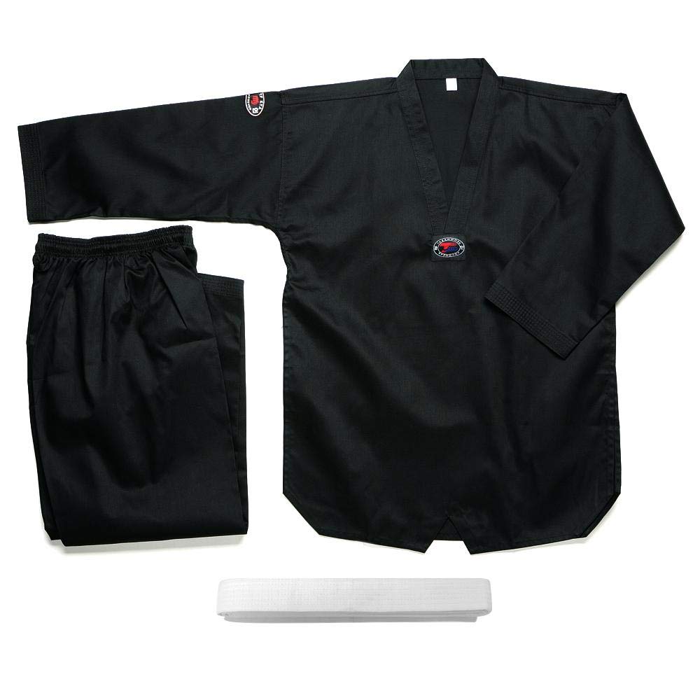 AAMA Ribbed Taekwondo Color Uniform - Black - 3