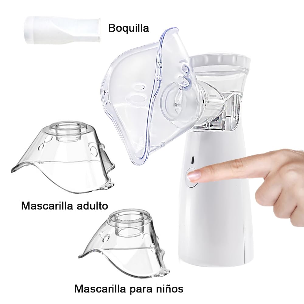 Nébuliseur Portable pour Enfants et Adultes, Nébuliseur Inhalateur avec Aérosols, 2 Masques et Embout Buccal, Inhalateur à Vapeur Silencieux pour La Maison et Les Voyages