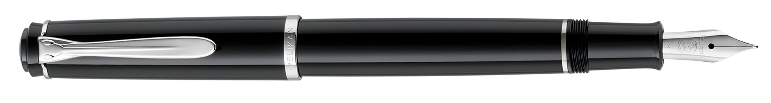 Pelikan 930750 Patronenfüllhalter P205, Feder M, polierte Edelstahlfeder, schwarz