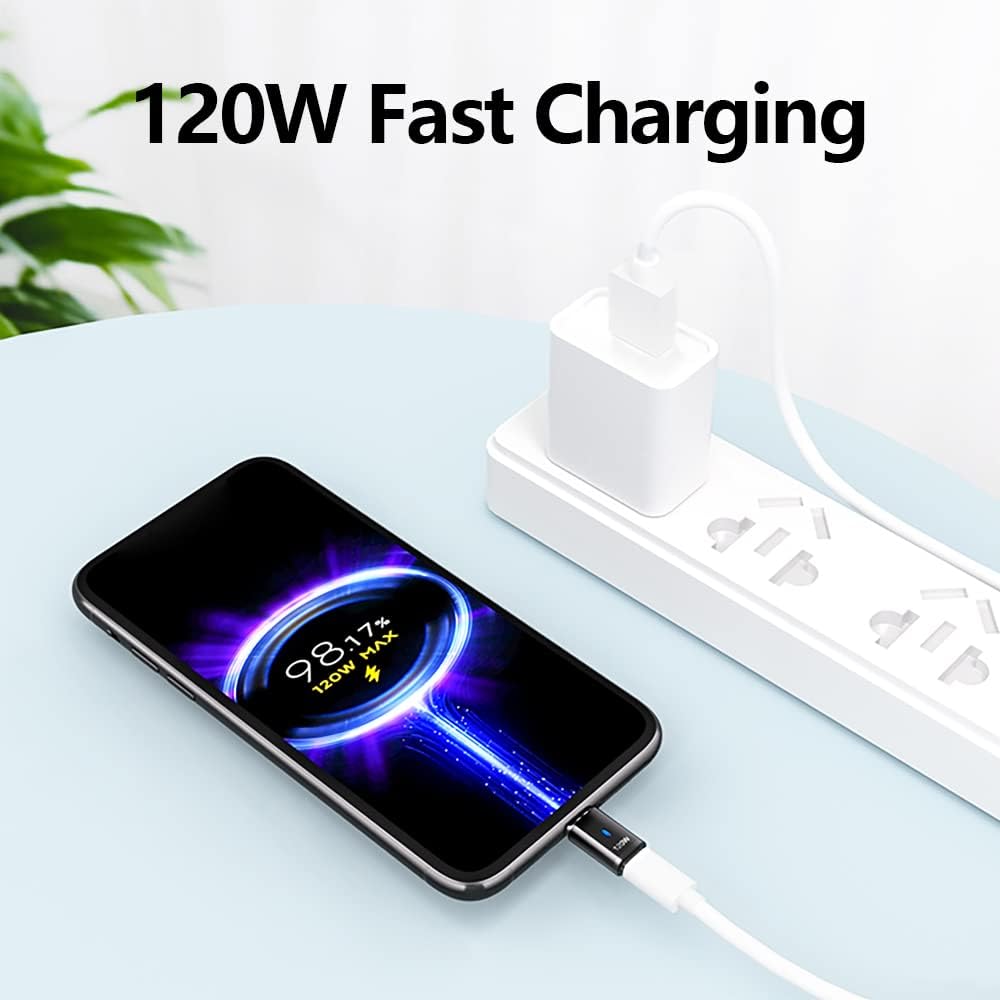 Magnetic USB C Adapter Straight 2 Pack, USB C Magnetic Adapter -3 Tips 120w Fast Charging 5Pin 480Mbps Data Transmission, Black image 4