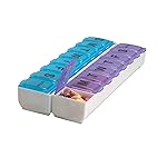 EZY DOSE Weekly (14-Day) Pill Organizer, Vitamin and Medicine Box, Large Snap Compartments, Easy-To-Open, BPA Free, Blue and Purple