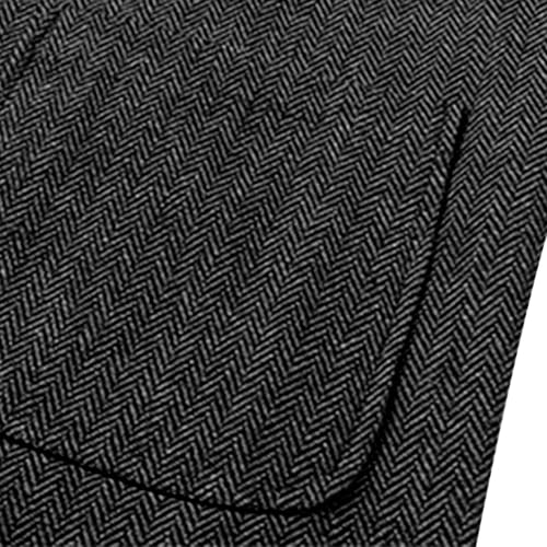 Men's Big Tall Vests Herringbone Tweed V-Neck Waistcoat Retro Wedding Business Sleeveless Vests Coat with Pocket2