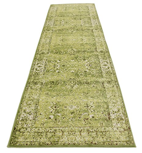 Unique Loom Imperial Collection Modern Traditional Vintage Distressed Green Runner Rug (3' 0 x 9' 10)