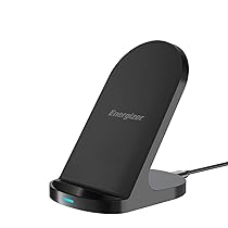 Energizer Caricatore Wireless 15W da Tavolo | Ricarica Rapida Verticale e Orizzontale, Compatibile MagSafe Iphone e Android, Stand Qi con Doppia Bobina, USB-C, compatibile con Custodie | WCP108