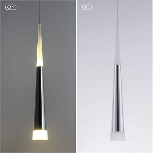 Miniatura 7 de BEWAMF Paquete de 3 lámparas colgantes modernas de isla con pantalla acrílica, LED ajustable, cono, contemporáneo, iluminación colgante para cocina,