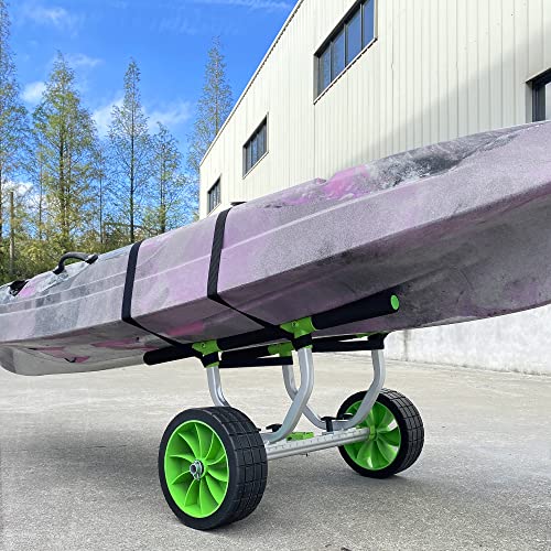 TOURFUN Kayak Cart Dolly, Heavy Duty Kayak Canoe Trolley with No-Flat Airless Wheels for Haul Transport Large Heavy Kayaks, Canoes & SUP - Width Adjustable