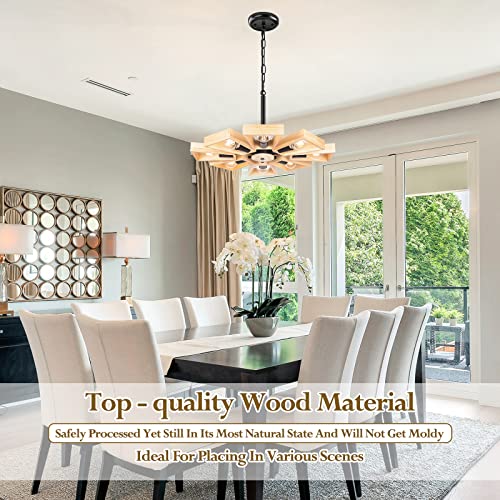 Farmhouse Pendant Lighting, 8-Light Rustic Semi-Flush Mount Ceiling Hanging Light Fixture With Adjustable Chain, Industrial Black Chandelier For Hallway Foyer Dining Room Entryway Kitchen Island #TOP5