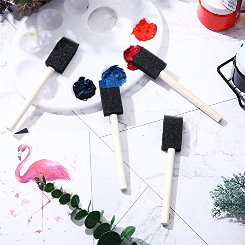 200 Pack Foam Brush Bulk Foam Paint Brushes Sponge Black Foam Brushes For Painting 1 Inch With Handle Wood Grip Foam Art Paintbrushes For Paint Crafts Art Acrylics Stains #TOP6