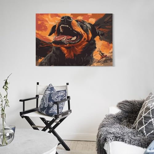 Doberman Tableau Murale Toile Premium Impression 3D Déco Maison