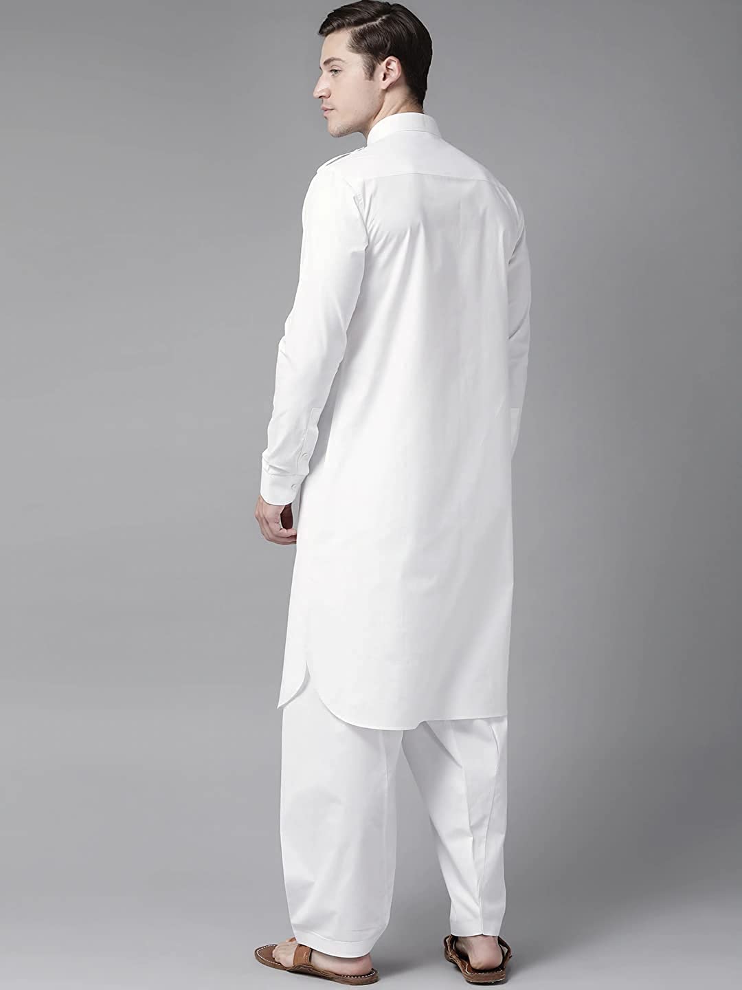 See Designs Men's Solid Cotton Curved Hemline Pathani Kurta With Salwar | Specially Crafted And Designed For The Eid Festival- Sdkt601S