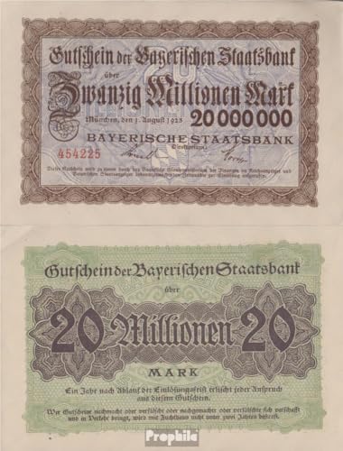 Billete Baviera 1923 20 Millones Marcos Prophila Regalo Histórico Original Coleccionistas