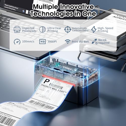 Image of Phomemo 344WF WiFi Label Printer, [Upgraded] 300DPI Shipping Thermal Labels Printer for Shipping Packages, 4x6 Label Printers Compatible with iOS, Android and PC Etsy Ebay USPS, IF Design Award 2024