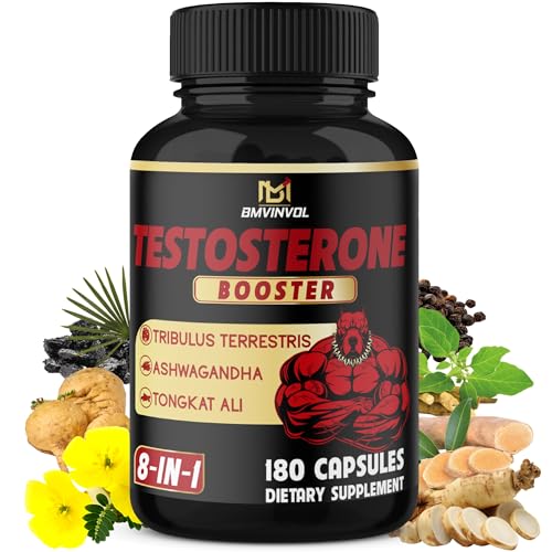 Test Booster for Men - 180 Capsules - 15500Mg Per Serving with Tribulus Terrestris, Ashwagandha Root & Tongkat Ali