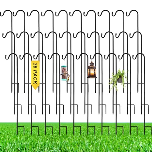 Image of 36 Pcs 24 Inch Shepherds Hook for Outdoor Adjustable Bird Feeder Pole Metal Steel Shepard Hooks for Hummingbird Stand Feeder Pole for Garden Plant, Lantern, Hanging Wedding Decor