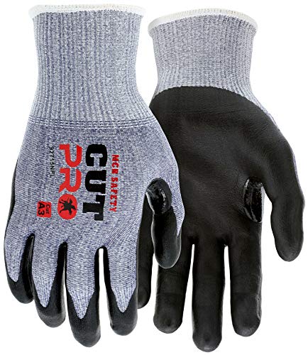 MCR Safety 92715NFXS Cut Pro 15 Gauge HyperMax Work Glove, Cut Protection Glove, Foam Nitrile Coated Palm & Fingertips, Thumb Crotch, Touchscreen Friendly, X-Small