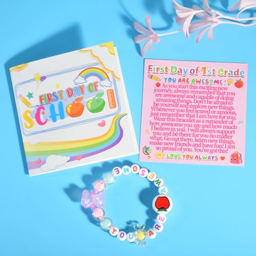 First Day of School Bracelets Back to School Gifts for Son Daughter 1st Day of School You Are Awesome Bracelet Grandson Gift Nephew Niece Granddaughter Inspirational Bracelets for Him Her Jewelry Ideas3