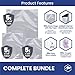 Wallaby 100ct Multi-Size Mylar Bags, 400cc Oxygen Absorbers, 10 Mil Thickness, 1-Gal 10x14, 1-Qt 8x12, 1/2-Pt 6x8, Heat-Sealable, Airtight, Flat, Silver, for Long-Term Food Storage.