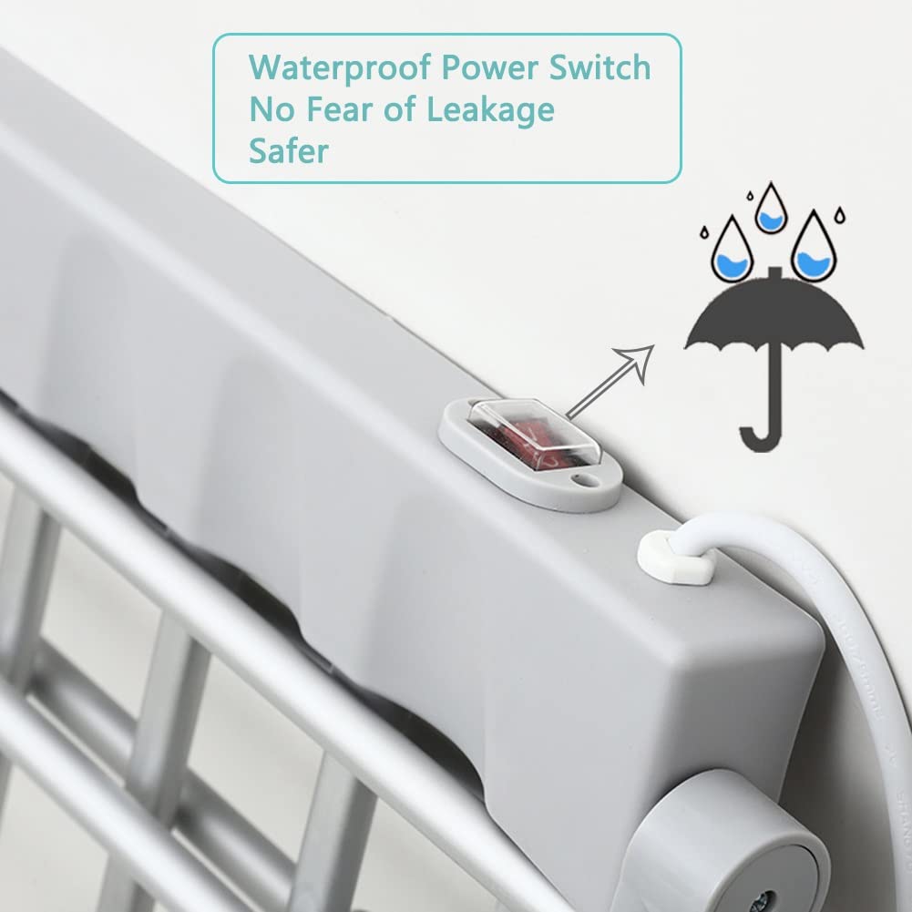 Tendedero Secador Eléctrico Plegable de Interior, Tendedero De Ropa con Calefacción Eléctrica, Calentador de Toallas de X para Establos, Lavado y Secado de 18 Barras con Alas