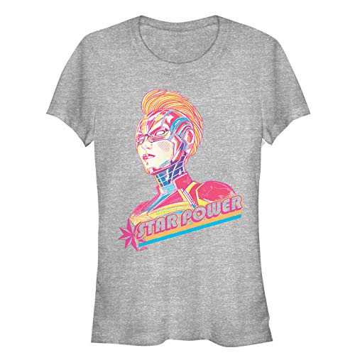 Marvel Junior's Captain Star Power Hero T-Shirt, Athletic Heather, L