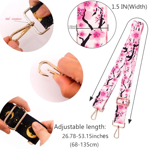 Image of Crossbody Purse Strap for Women Men Girls Boys Mother Girlfriend Gift, Replacement Bag Belt Strap for Purse Handbag Guitar Camera, Adjustable Canvas Wide Shoulder Strap with Golden Hooks