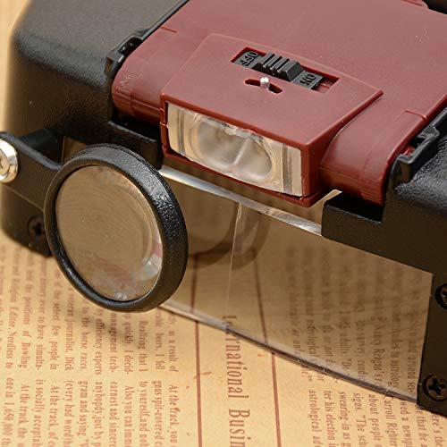 Head Magnifier Jewelers With Led Light Illuminated Helmet Magnifying 1.5X 3X 8.5X 10X Tools For Watch Repair, Precision Work Reading (Red) #TOP4