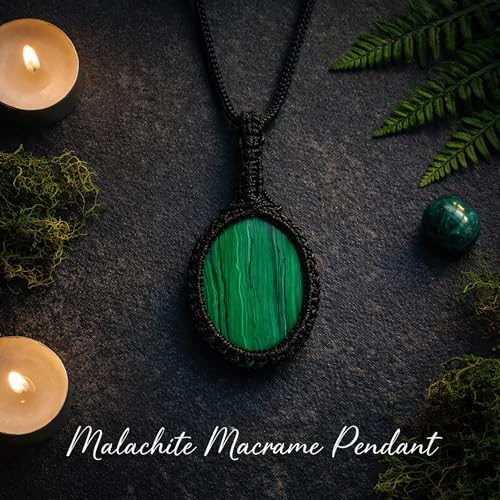 Image of REMEDYWALA Gemstone Macrame Pendant for Reiki & Crystal Healing, Natural Stone