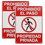 2 Unidades RELIEVE Cartel PROHIBIDO EL PASO PROPIEDAD PRIVADA | 21x28 cm Calidad AAA+| Aluminio Lacado y Relieve | Grosor 0.8 mm | Impresión UV | Interior Y Exterior | Señal Ojales Sujeccion