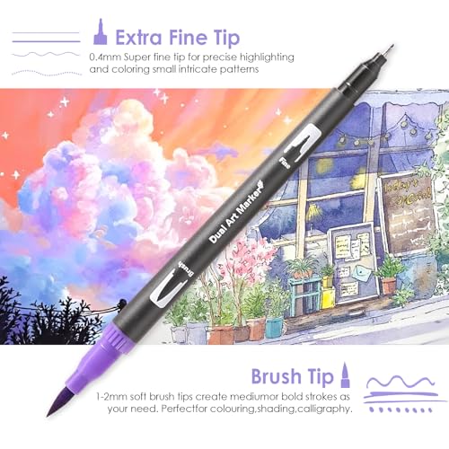 TOSHARE 72-Color Double-Tip Brush Marker Set