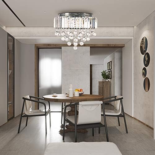 Crystal Chandelier, Ø40CM Premium 6-Lights G9 Modern Elegant Round Ceiling Light Pendant Fixture Lighting for Living Room Bedroom Hallway Chandelier(Bulbs are not Included)