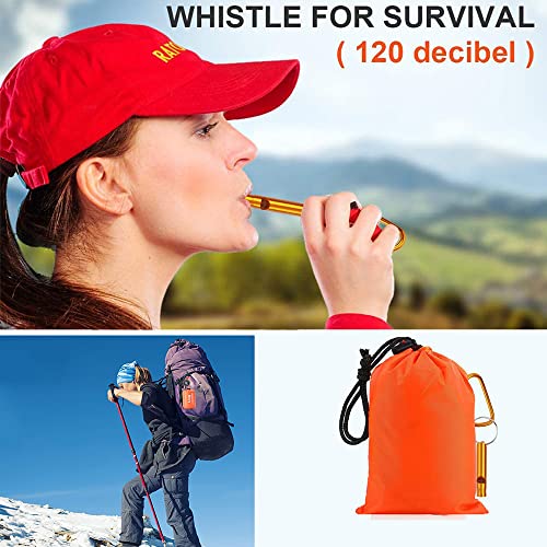 Emergency Sleeping Bag Waterproof Lightweight Thermal Bivy Sack With Survival Blanket, Whistle And Carabiner For Outdoor Hiking Camping Adventure (Orange) #TOP4