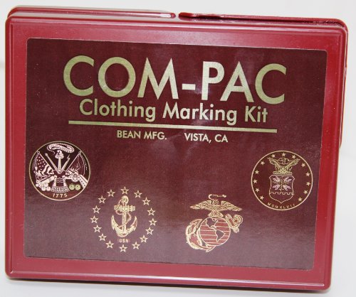 Com-Pac Clothing Marking Kit - Rubber Stamp Letters, Handles, Ink & Pads, Mirror, Case