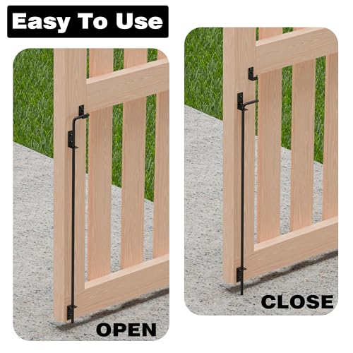 Image of 36 Inch Cane Bolt Gate Drop Rod, Square Heavy Duty Gate Latch, Cane Bolts for Wood Vinyl Metal Fences Gates-(Black Finish,2 Pack)