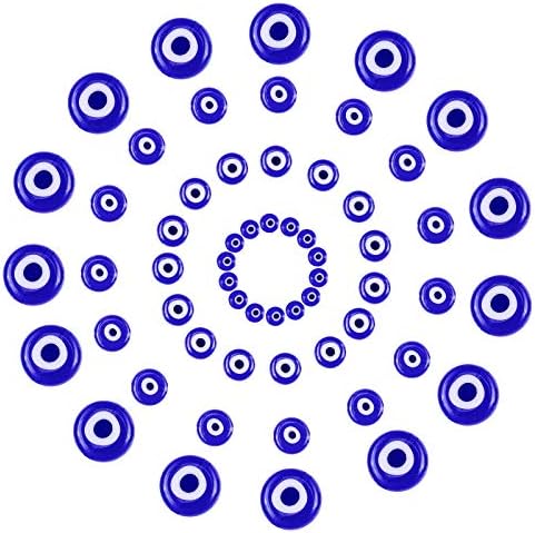 NBEADS 120 Pcs Evil Eye Beads, Lampwork Beads Flat Round Spacer Beads for Jewelry Making