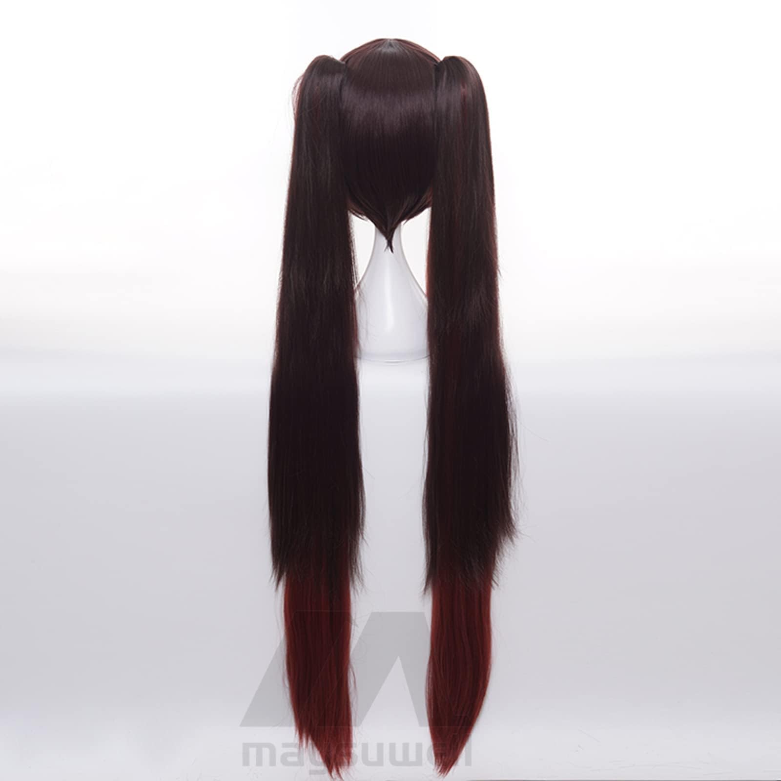 Brown Gradient Red Tiger Clip Double Ponytail Long Heat Resistant Csotume Hairs for Women Comic Con Anime Party Replacement Wigs - Image 4